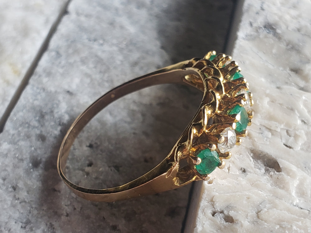 Emerald and Diamond Band / May Birthstone Ring