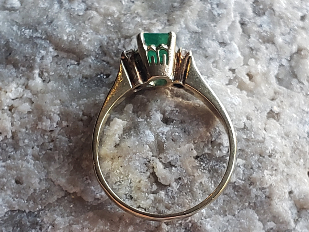 Emerald and Diamond Ring / May Birthstone / Emerald Engagement Ring