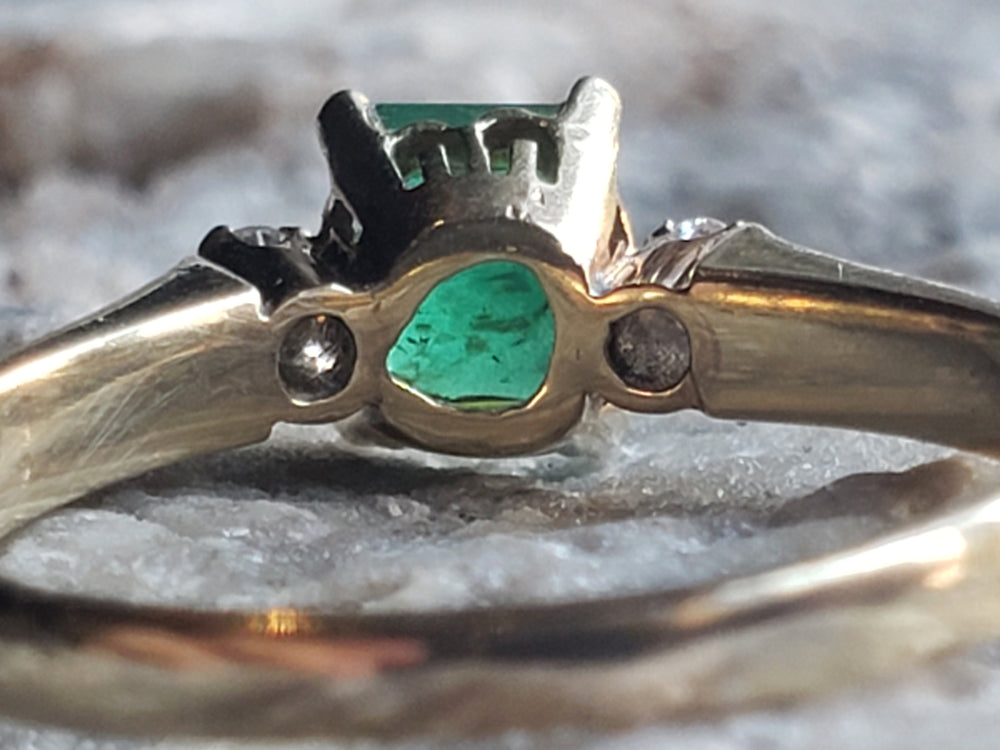 Emerald and Diamond Ring / May Birthstone / Emerald Engagement Ring