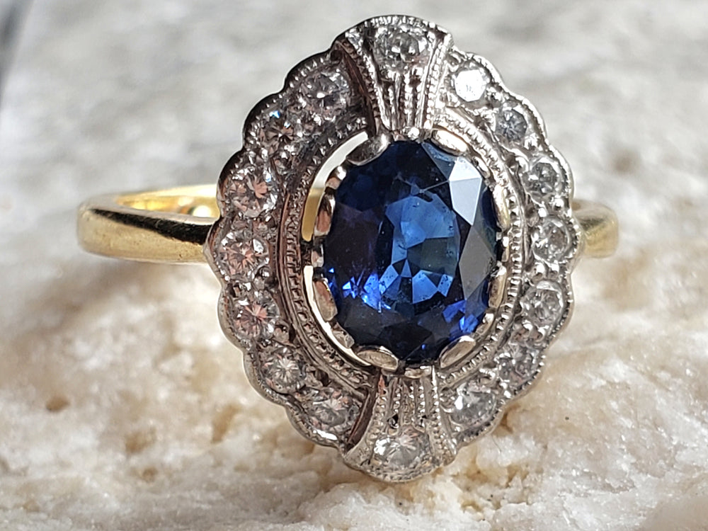 Appraised Vintage Sapphire Ring / Natural Sapphire and Diamond Ring