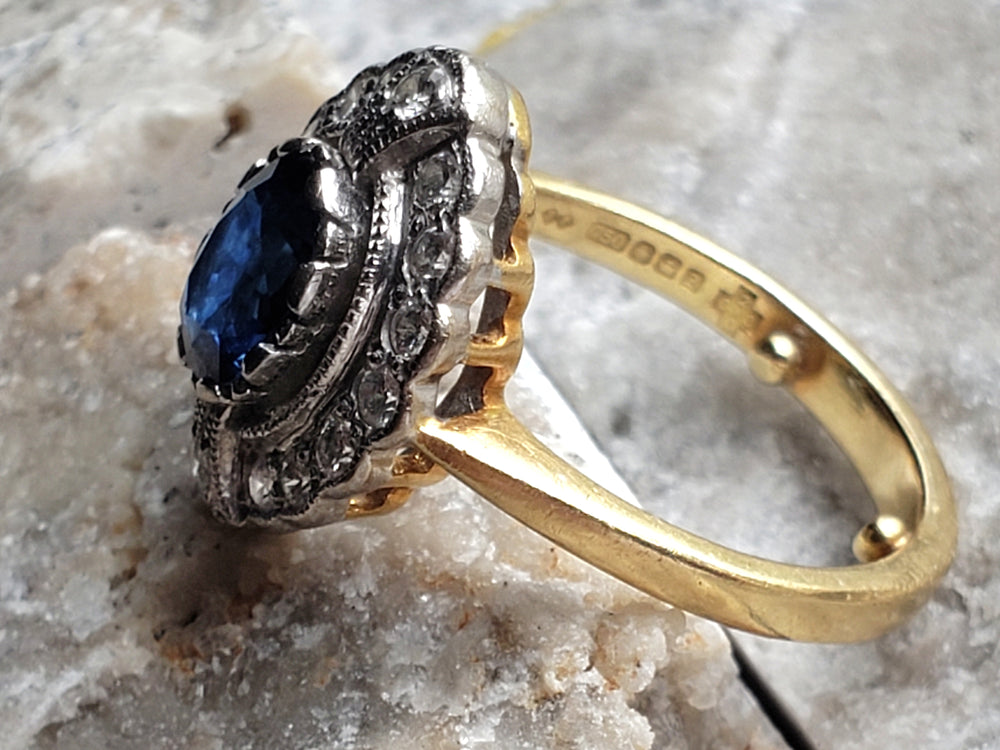 Appraised Vintage Sapphire Ring / Natural Sapphire and Diamond Ring