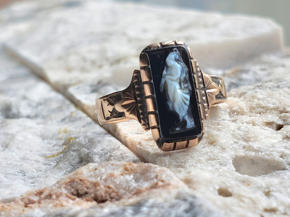 Victorian Grand Period (Circa 1861 - 1880) Onyx Cameo Ring