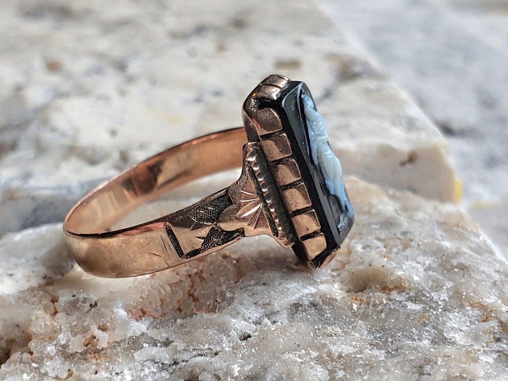 Victorian Grand Period (Circa 1861 - 1880) Onyx Cameo Ring