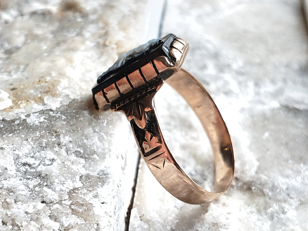 Victorian Grand Period (Circa 1861 - 1880) Onyx Cameo Ring