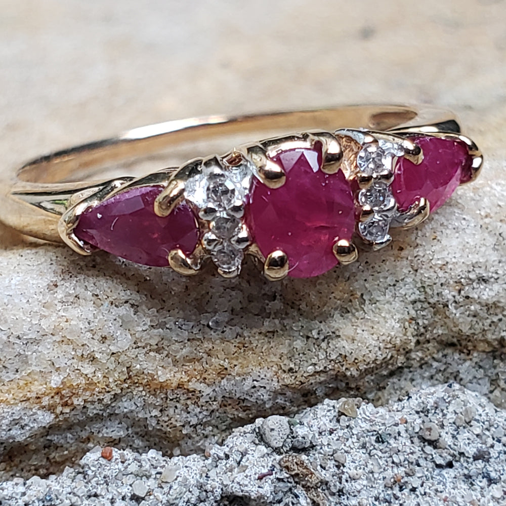 3.19 Ct Princess Treated Natural Ruby Diamond Wedding Ring Solid 14K Yellow  Gold | eBay