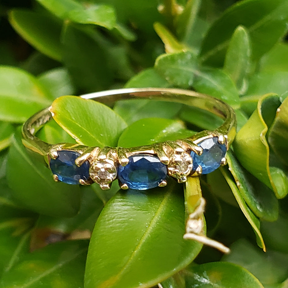 Appraised Sapphire and Diamond Band / September Birthstone Ring / Natural Blue Sapphire and Diamond Ring