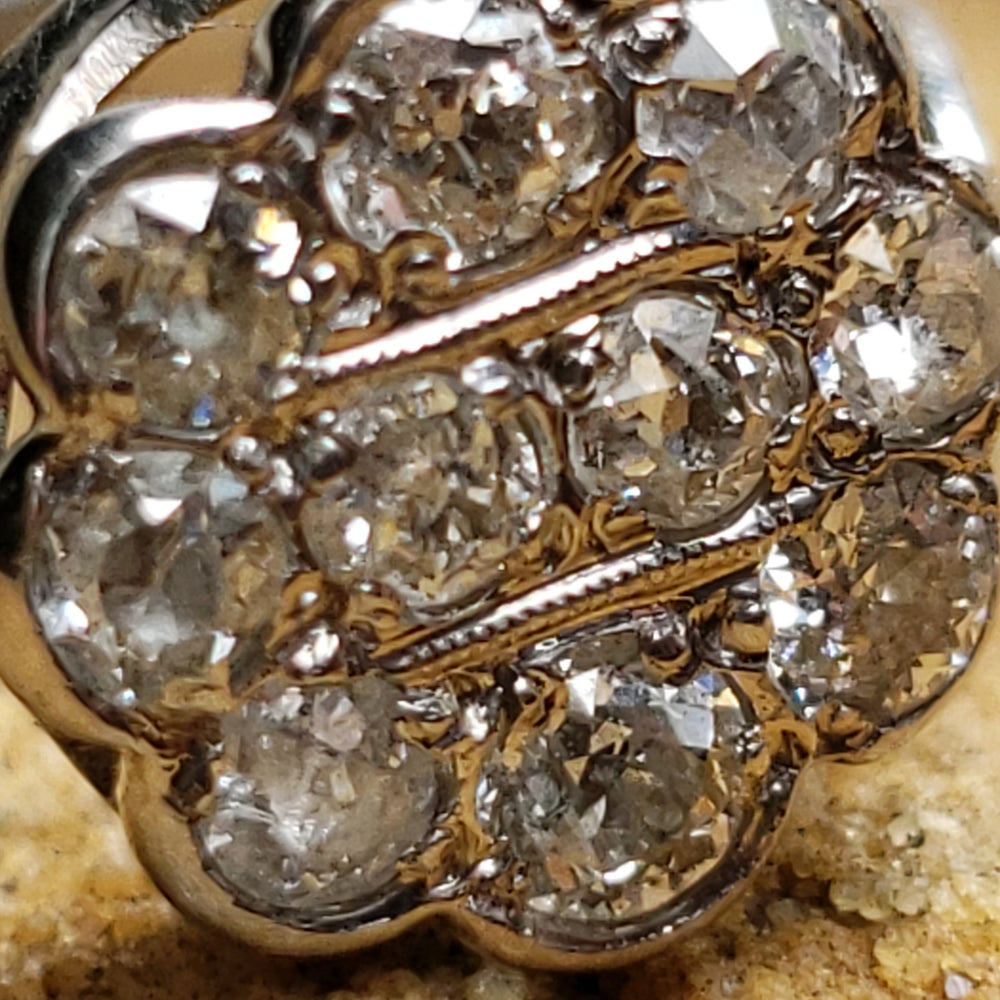 Edwardian Ring / Edwardian Diamond Cluster Ring / Old European Cut Diamond Cluster Ring