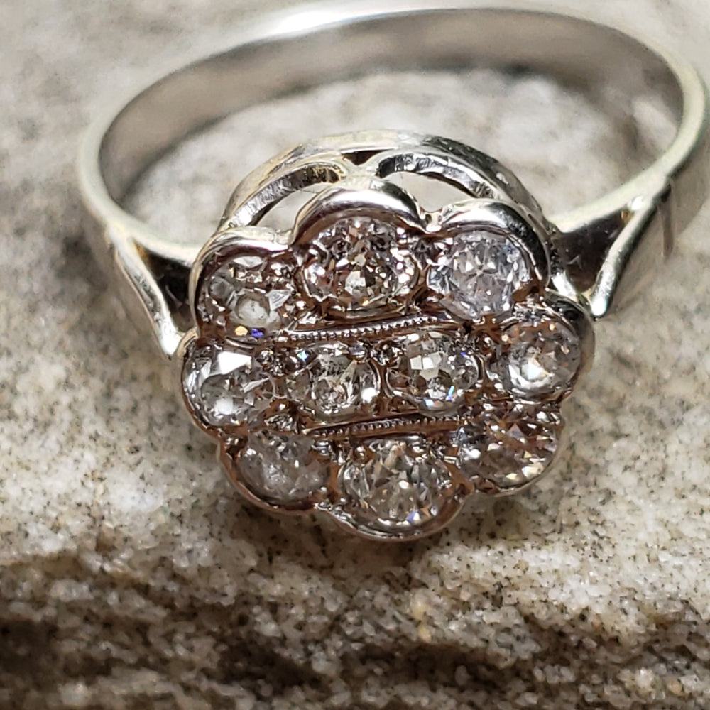 Edwardian diamond cluster ring Clearance