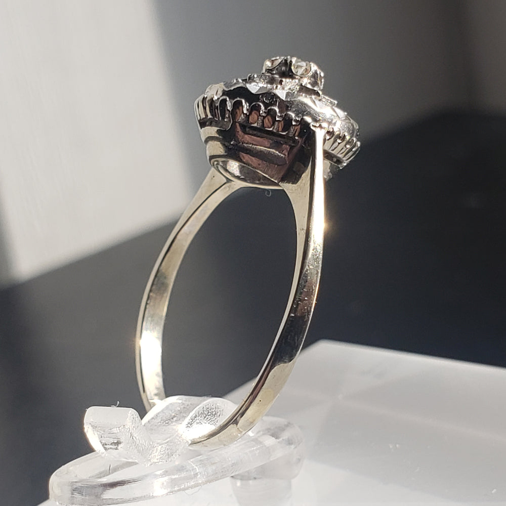 Illusion Set Diamond Engagement Ring / White Gold Diamond Engagement Ring / Art Deco Engagement Ring