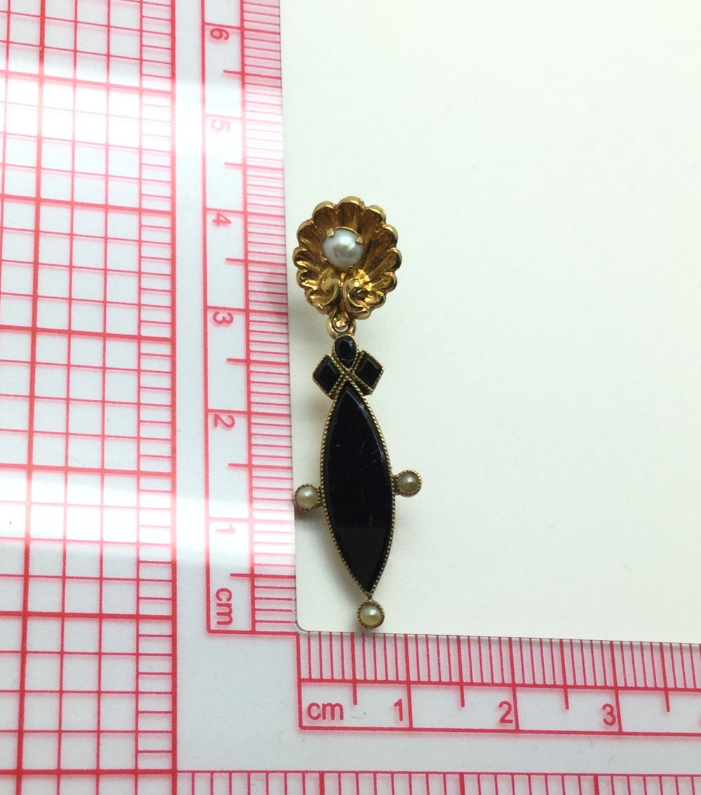Victorian Pearl and Onyx Day / Night Earrings