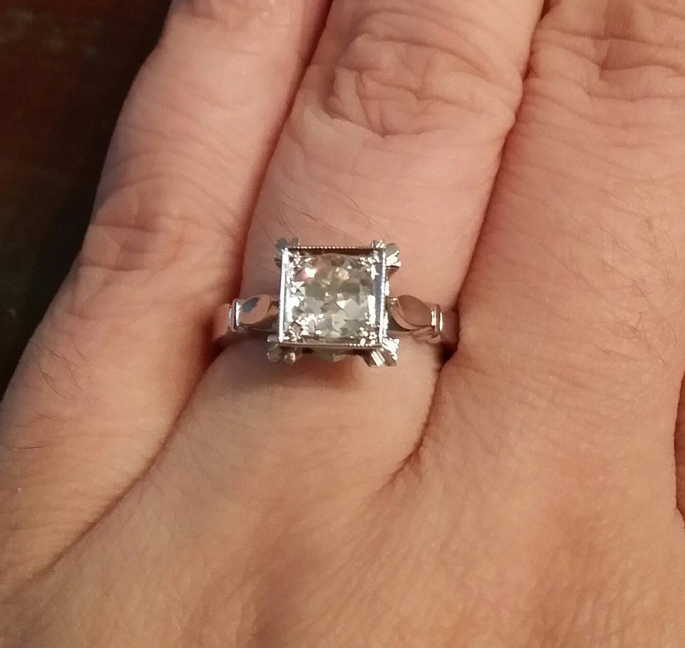 Old European Cut Solitaire Diamond Ring / Art Deco Engagement Ring / Antique Ring