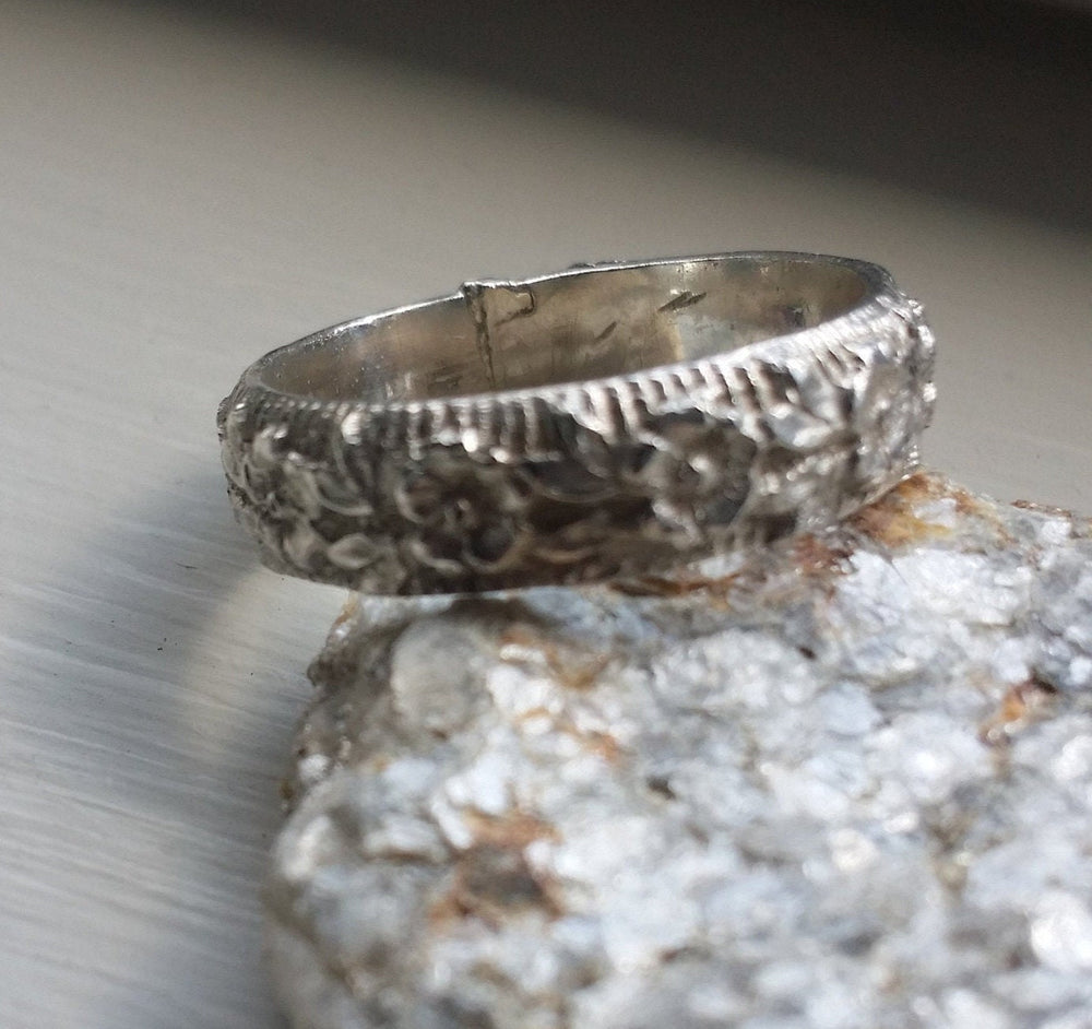 Sterling Silver Patterned Eternity Band / Silver Stacking Ring / Patterned Band