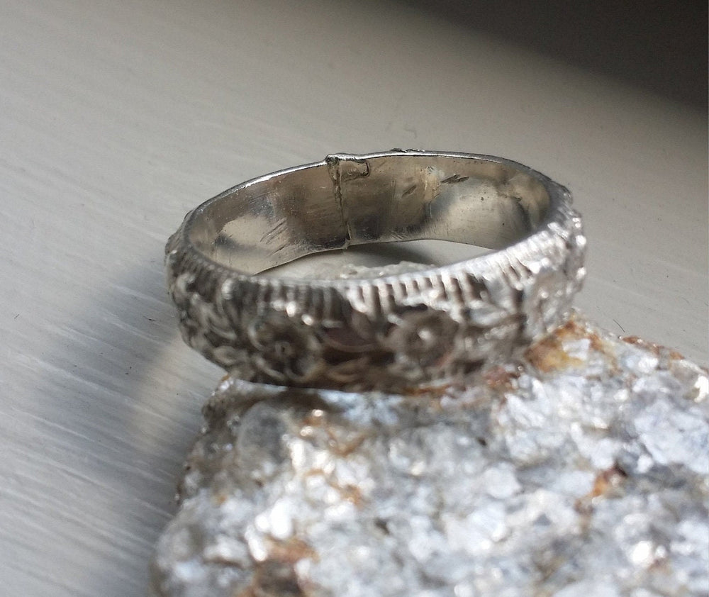 Sterling Silver Patterned Eternity Band / Silver Stacking Ring / Patterned Band