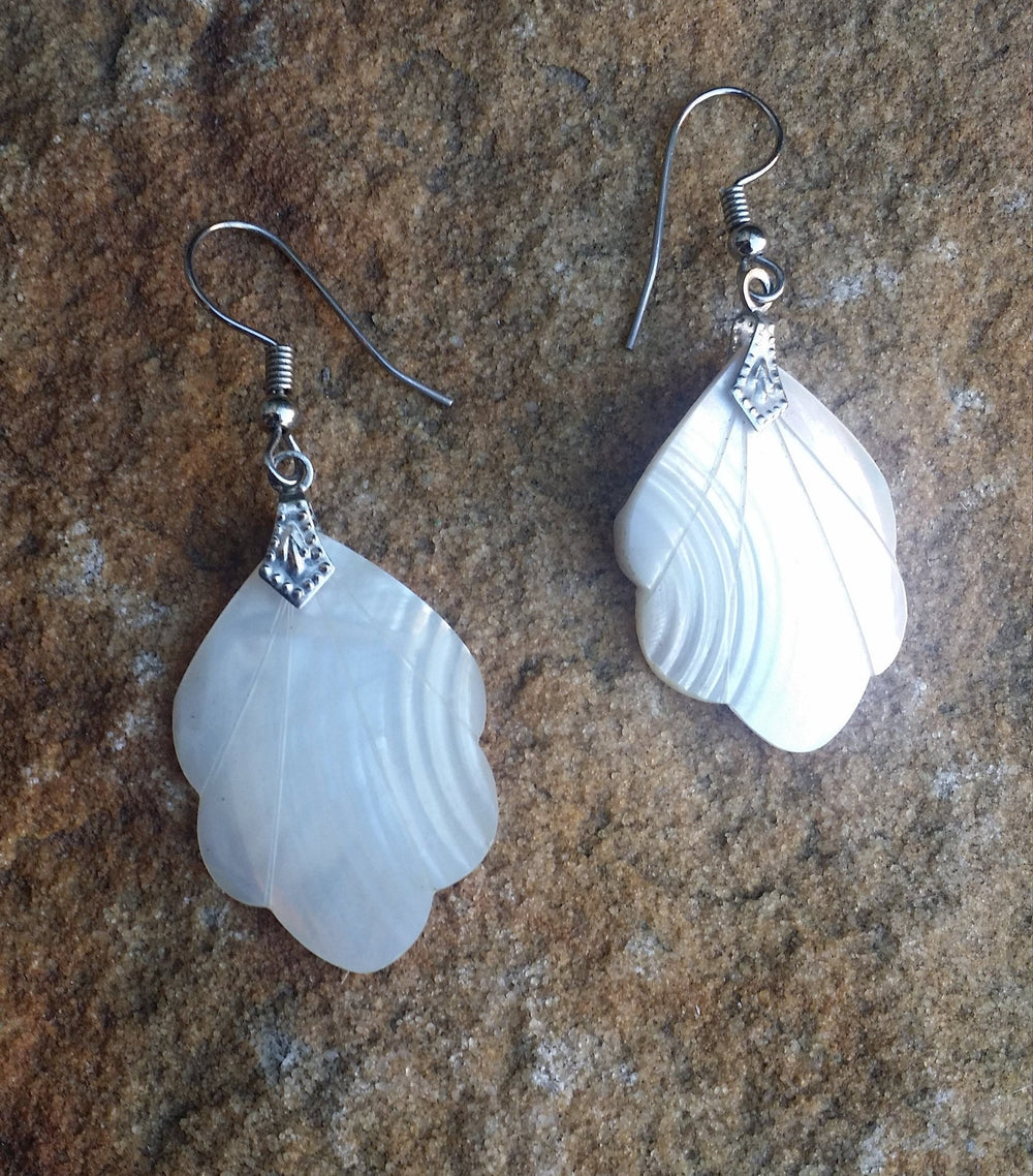 Mother of Pearl Carved Shell Earrings