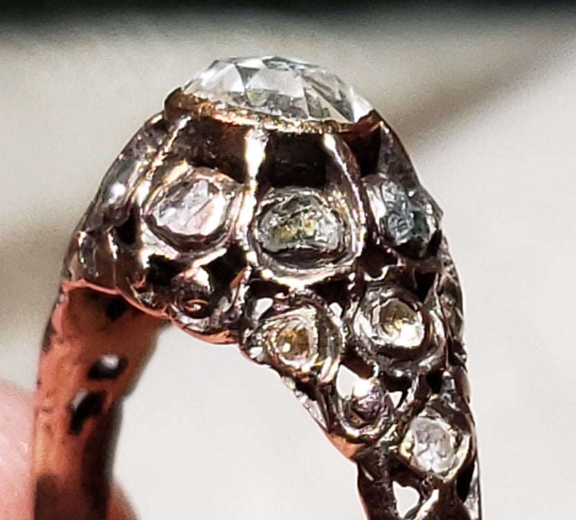 Antique Rose Cut Diamond Ring / Georgian Rose Cut Diamond Ring