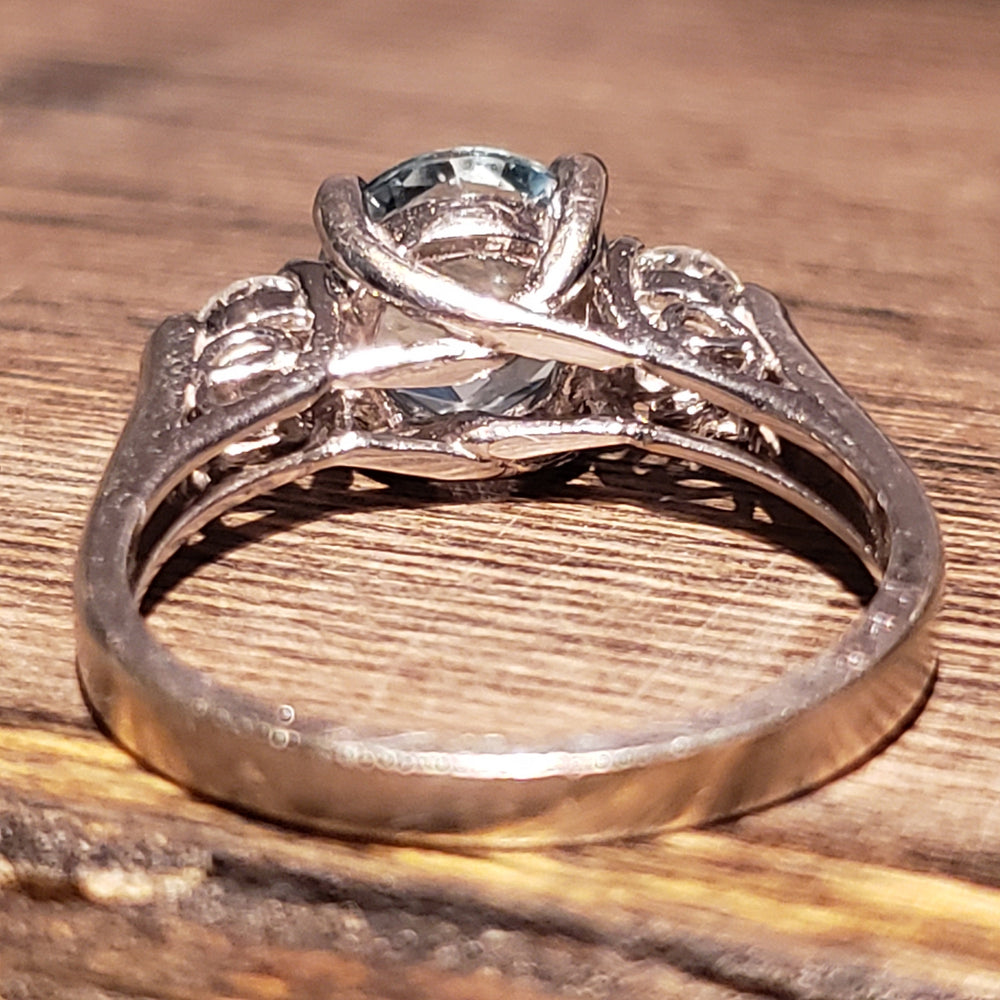 Aquamarine Engagement Ring / Aquamarine and Diamonds Ring / Three stone Aquamarine Ring / March Birthstone