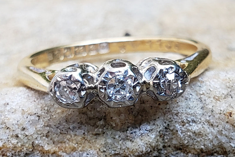 Art Deco Diamond Engagement Ring / Birmingham Hallmarked Circa 1936 Diamond Engagement Ring