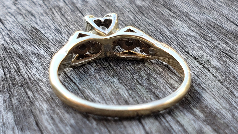 Three Stone Diamond Engagement Ring / 1950s Illusion Diamond Engagement Ring