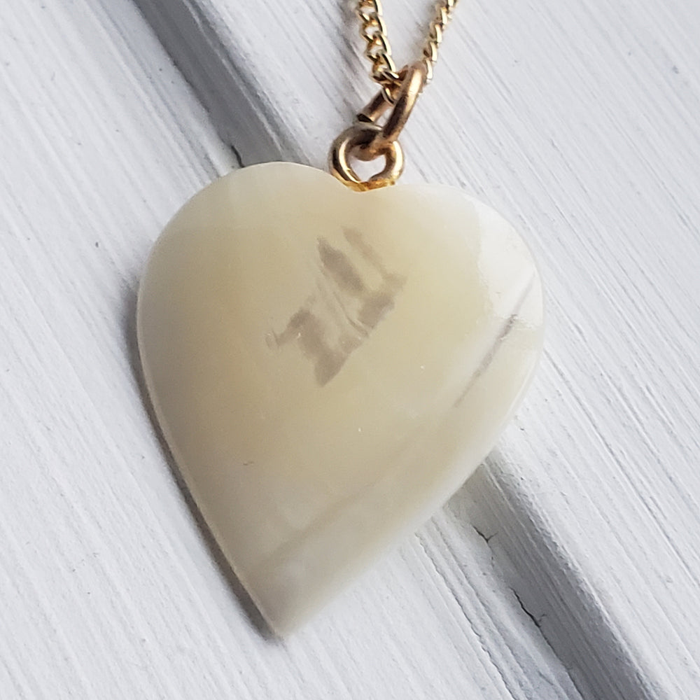 Mother of Pearl Heart Necklace with chain / Mother of Pearl Heart / Heart Necklace