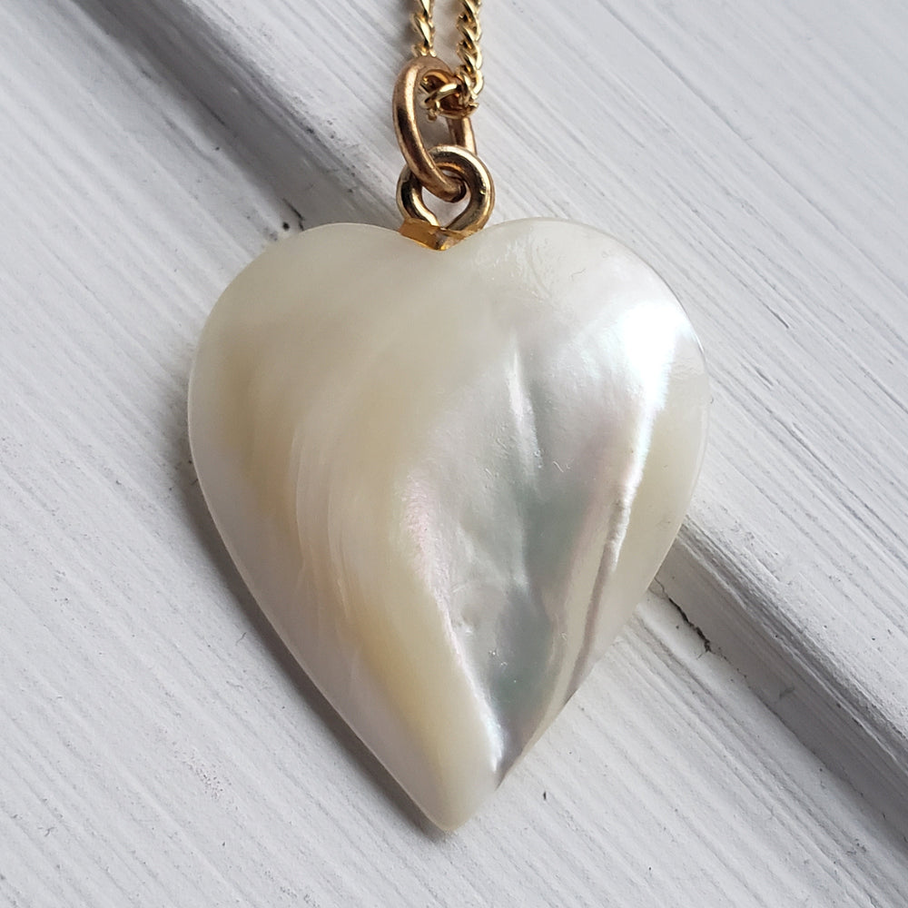 Mother of Pearl Heart Necklace with chain / Mother of Pearl Heart / Heart Necklace