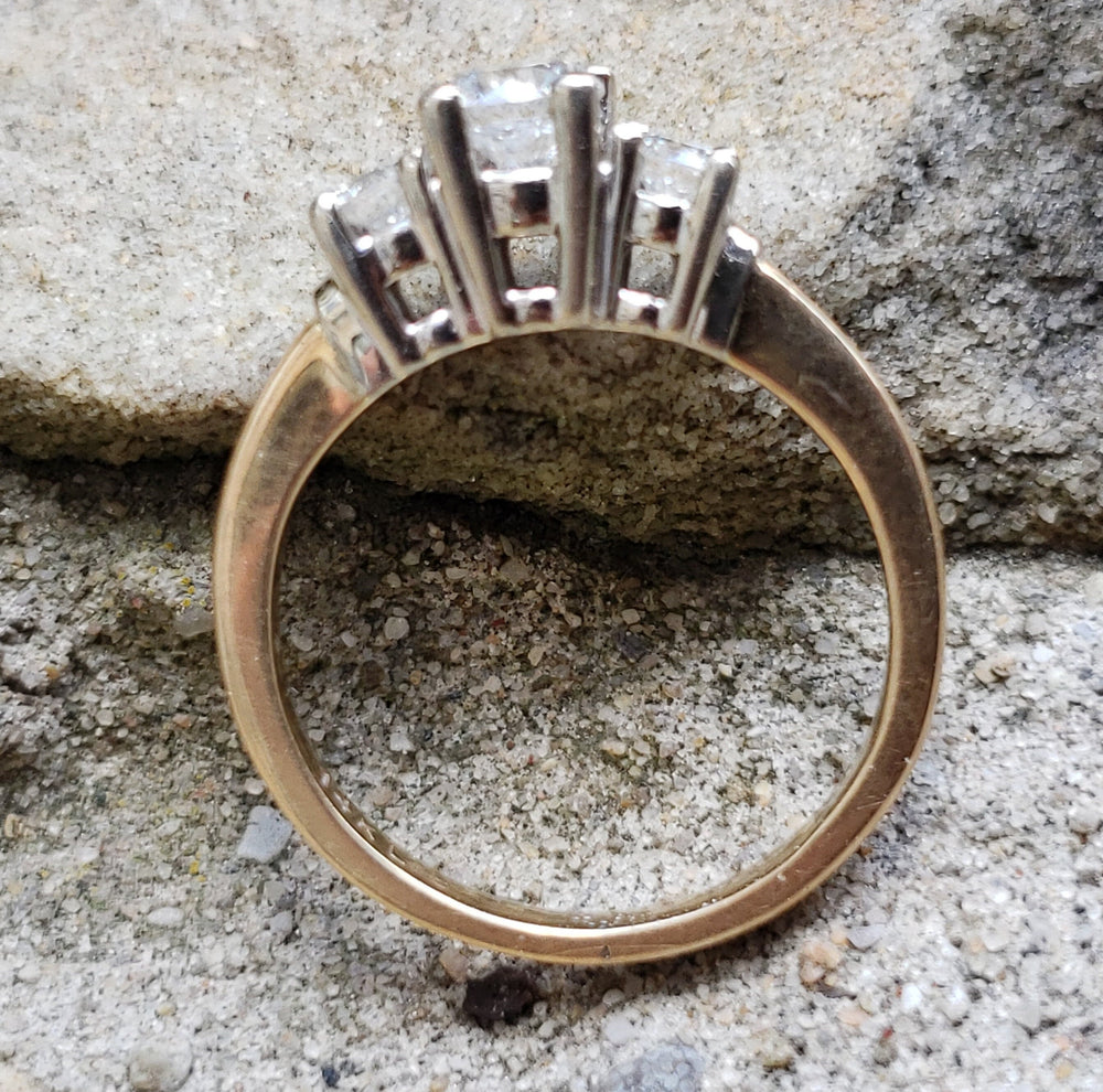 0.5 cts Three Stone Diamond Engagement Ring / Past, Present, Future Three Stone Engagement Ring / Diamond Engagement Ring / Promise Ring