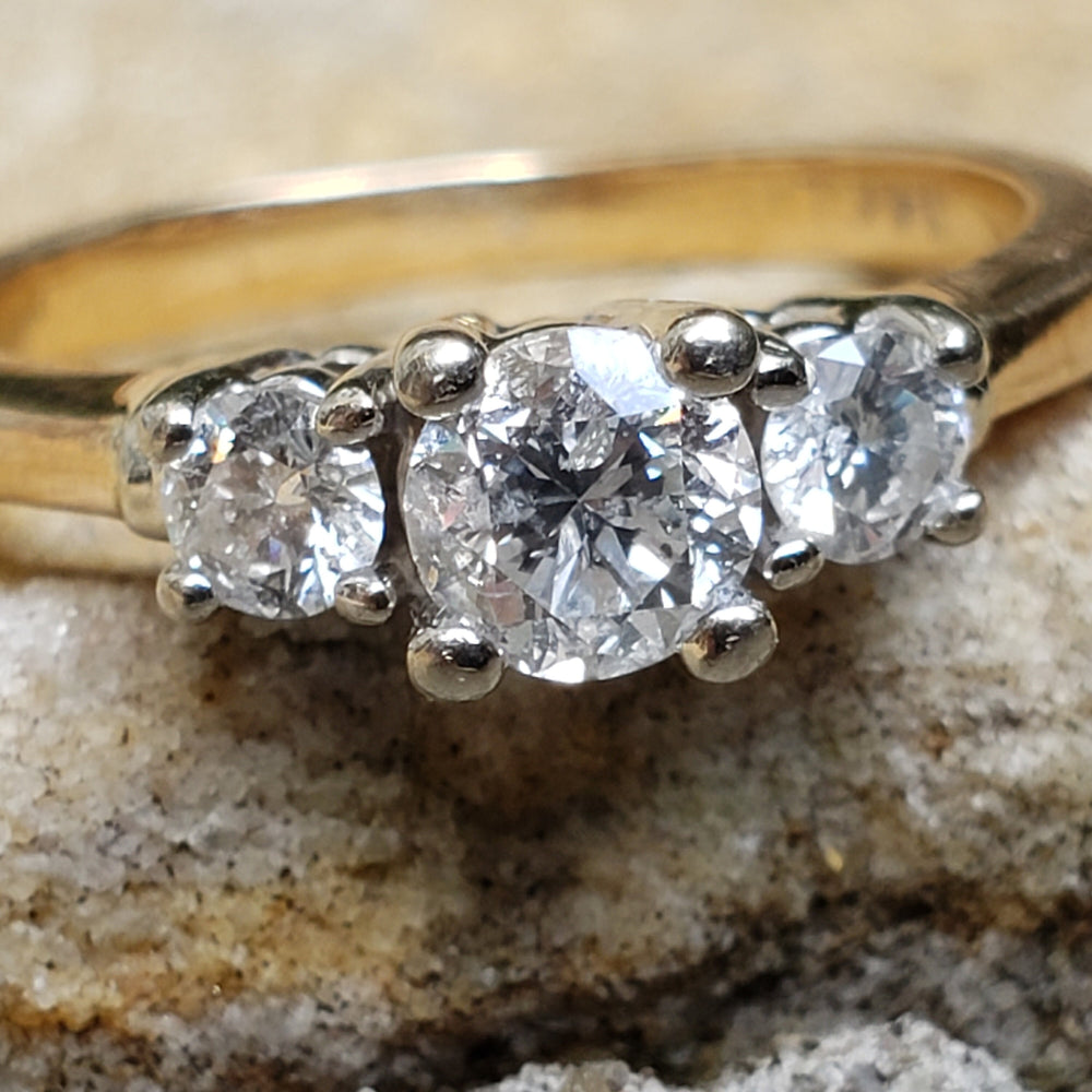 0.5 cts Three Stone Diamond Engagement Ring / Past, Present, Future Three Stone Engagement Ring / Diamond Engagement Ring / Promise Ring