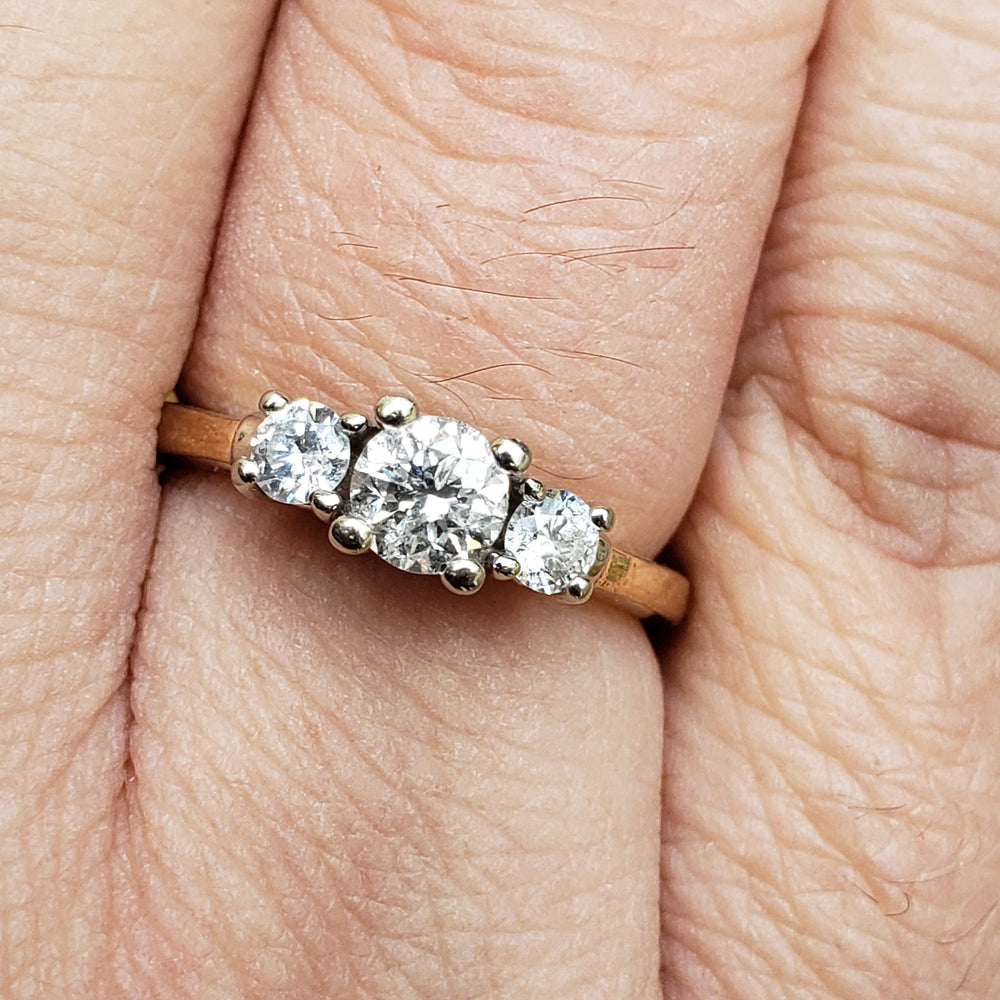 cts Three Stone Diamond Engagement Ring Past, Present, Future Three Stone Engagement Ring Diamond Engagement Ring Promise Ring